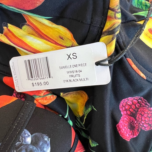 New We Wore What retro fruit print black one piece boho vacation swimsuit XS - Picture 12 of 12
